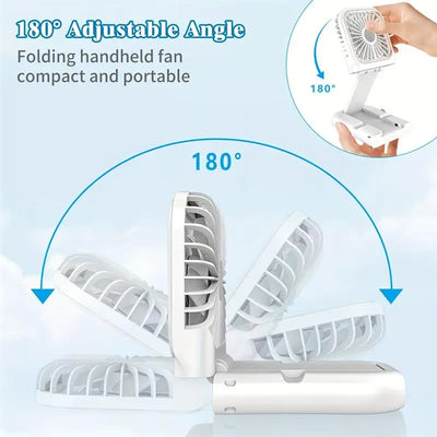 3000mAh 180° Folding Desktop Air Cooling Fan Emergency Power Supply Hanging Neck Fan Handheld USB Charging Portable Fan 2025 - Fullshopping