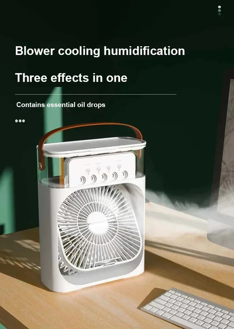 New 3 In 1 Fan AIr Conditioner Household Small Air Cooler LED Night Light Portable Humidifier Air Adjustment Fan Office Home Fan - Fullshopping