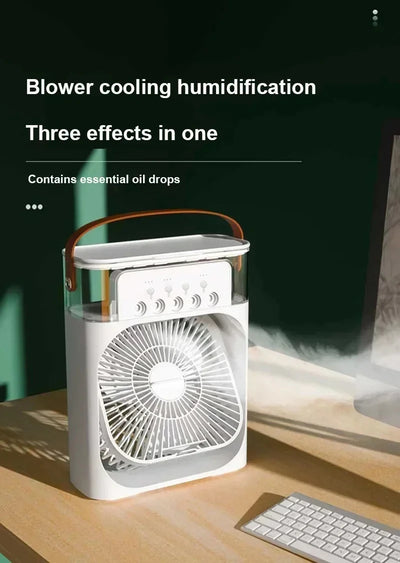 New 3 In 1 Fan AIr Conditioner Household Small Air Cooler LED Night Light Portable Humidifier Air Adjustment Fan Office Home Fan - Fullshopping