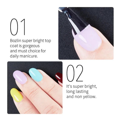 BOZLIN 15ML Super Top Coat  Function Gel No Wipe Matte Top Gel Transparent Soak Off  UV LED Nail Art Manicure Gel Varnish Primer