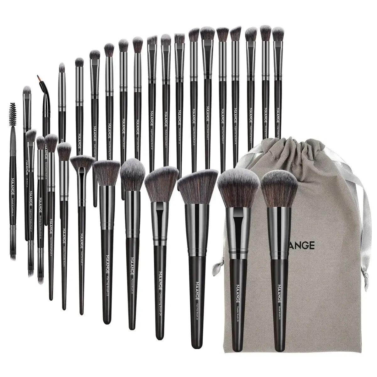 MAANGE 30pcs Professional Makeup Brush Set Foundation Concealers Eye Shadows Powder Blush Blending Brushes Beauty Tools with Bag - Fullshopping