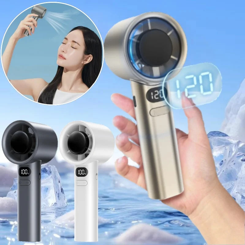 Portable USB Rechargeable Turbo Fan Mini Handheld Display Readout Fan for Outdoor Use Perfect Gift for Kids Car & Girlfriend - Fullshopping