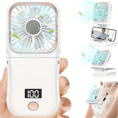 3000mAh 180° Folding Desktop Air Cooling Fan Emergency Power Supply Hanging Neck Fan Handheld USB Charging Portable Fan 2025 - Fullshopping
