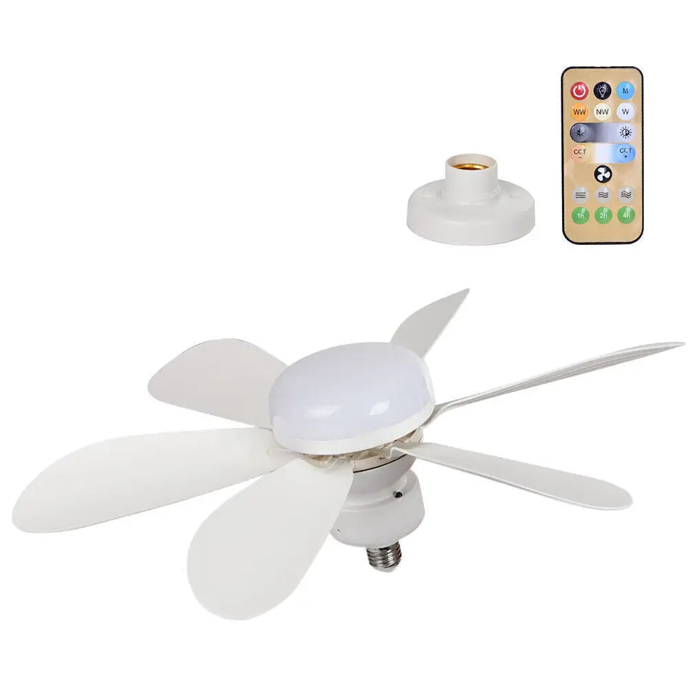 E27 Dimmable LED Ceiling Fan with Light, Remote Control, 3 Speed Settings, Flush Mount, Energy Efficient, Modern Design - Fullshopping