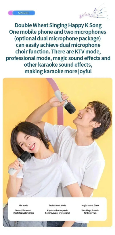VIKEFON Mini Karaoke Machine LED Portable Bluetooth Speaker Suitable For Birthday Family Parties For Girls And Boys Microphone - Fullshopping