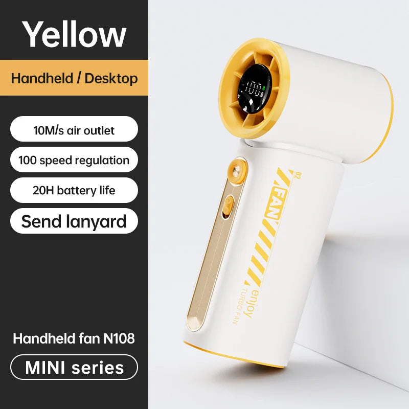 New Portable Turbo Small Air Cannon Handheld Fan 100 Wind Speeds Adjustable Mini Electric Fan USB Charging Fan Outdoor Mini Fan - Fullshopping
