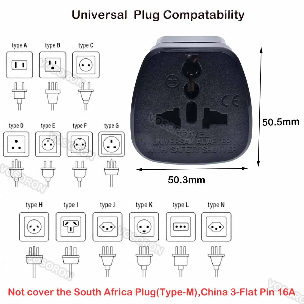 Universal to South Africa Plug Adapter 15A 250V UK US AU EU to Type-M Multifunction Travel Converter For Sri Lanka Nepal Lesotho - Fullshopping