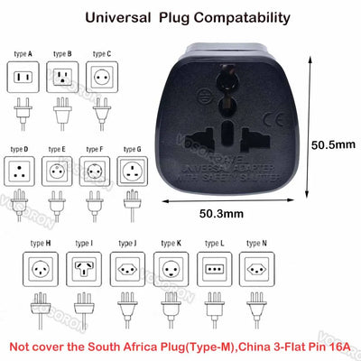 Universal to South Africa Plug Adapter 15A 250V UK US AU EU to Type-M Multifunction Travel Converter For Sri Lanka Nepal Lesotho - Fullshopping