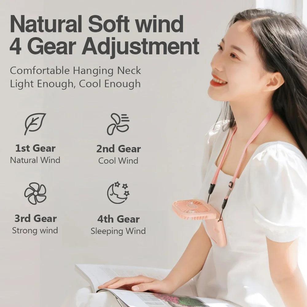 Fan Mini Digital Display Hanging Neck Fan Portable USB - fullshopping