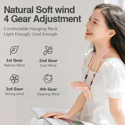 Fan Mini Digital Display Hanging Neck Fan Portable USB - fullshopping