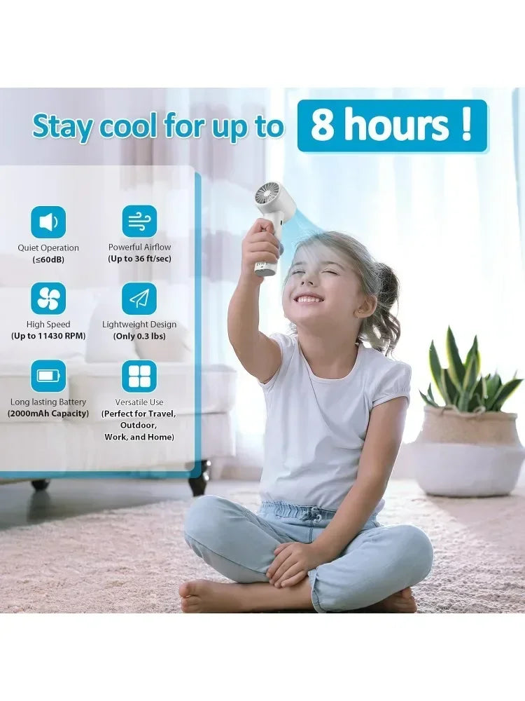 Portable USB Rechargeable Turbo Fan Mini Handheld Display Readout Fan for Outdoor Use Perfect Gift for Kids Car & Girlfriend - Fullshopping