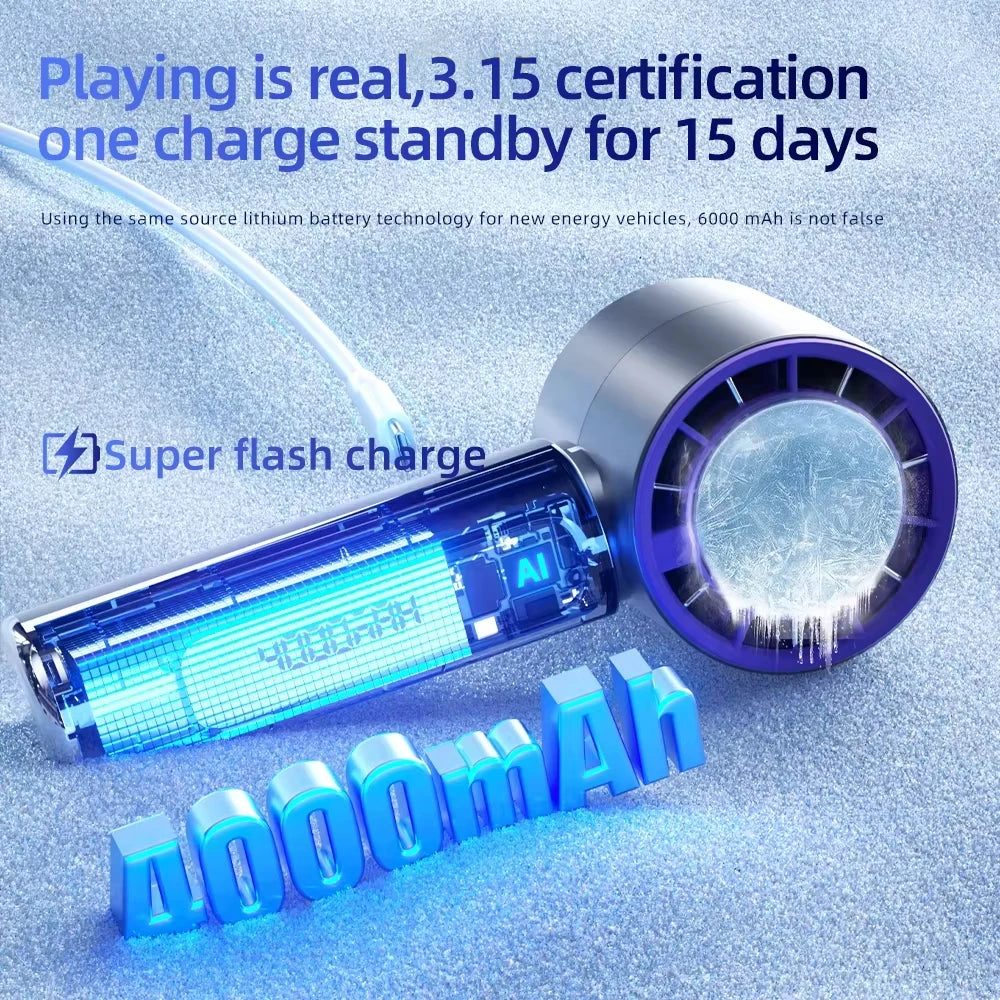 2025 Portable Handheld Turbo Fan100 Wind Speeds Adjustable Mini Personal Fan Battery Operated Electric Ice Compress Handheld Fan - Fullshopping