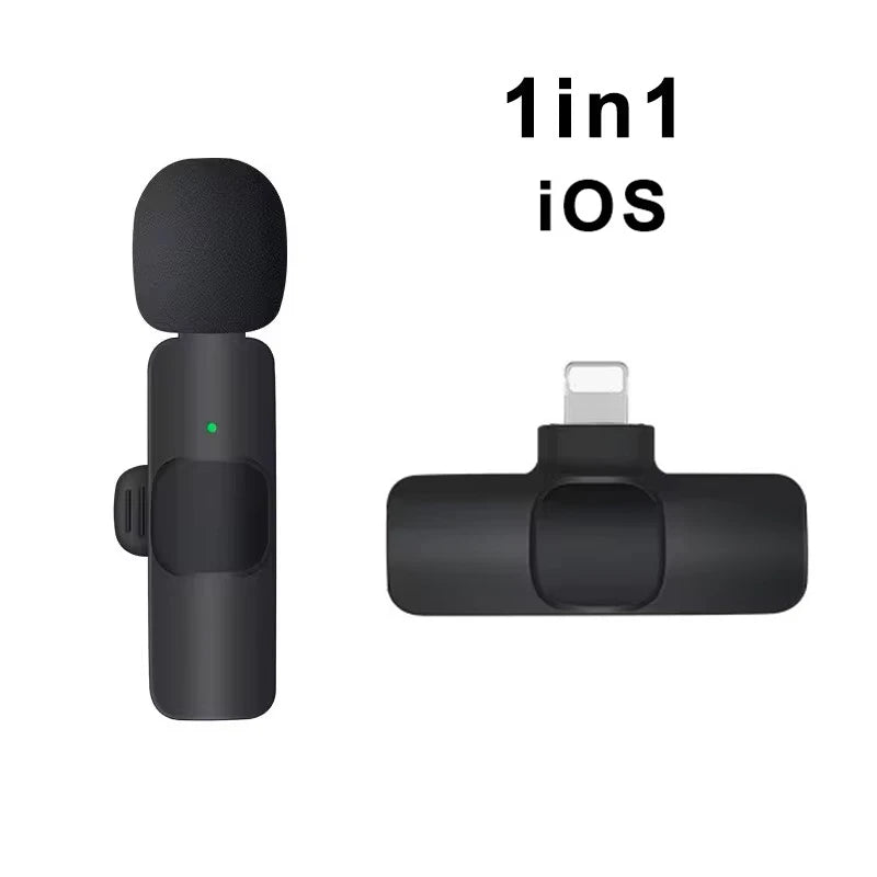 Wireless Lavalier Microphone Mini Portable Audio Video Recording Mic for iPhone Android Live Broadcast Gaming - Fullshopping