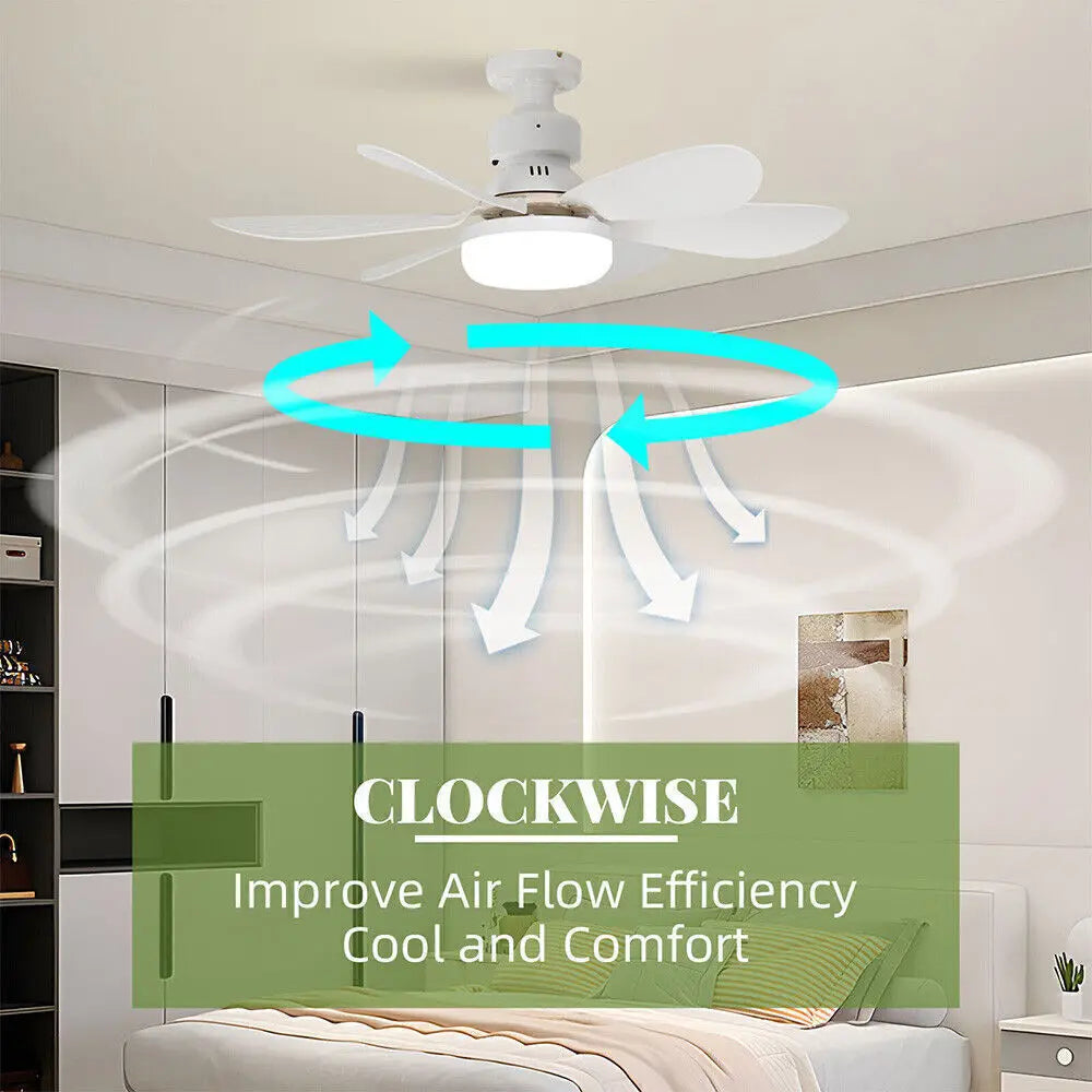 E27 Dimmable LED Ceiling Fan with Light, Remote Control, 3 Speed Settings, Flush Mount, Energy Efficient, Modern Design - Fullshopping