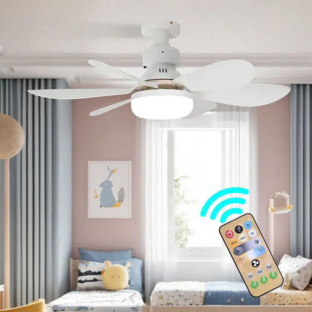 E27 Dimmable LED Ceiling Fan with Light, Remote Control, 3 Speed Settings, Flush Mount, Energy Efficient, Modern Design - Fullshopping