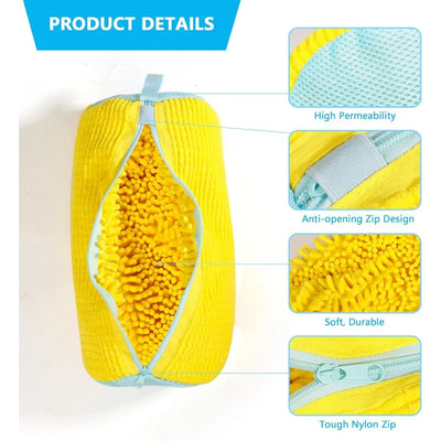 Durable Shoe Washing Machine Bag for All Shoe Types-Yellow with Blue Zipper,Ideal for Sneakers and Casual Shoes,Laundry Wash Bag - Fullshopping