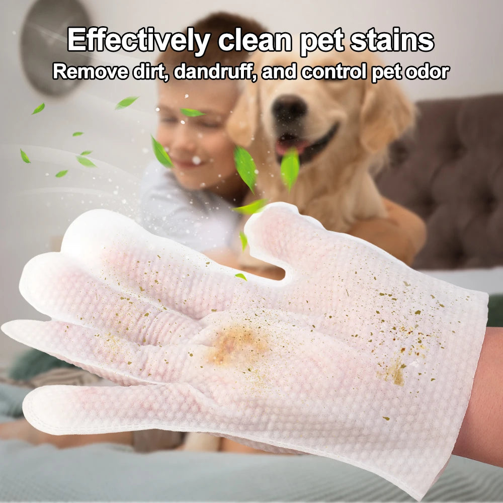 30/6PCS Cat Dog Disposable Glove Towels Pet Wash Free Glove No Rinse Washing Gloves Towels Deodorizing Dry Cleaning Wet Towels - Fullshopping