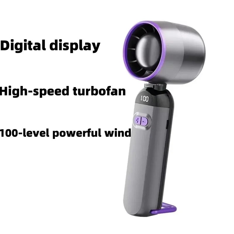 Portable Handheld Fan 5 Speed Adjustable Cooling Mini Turbo Fan with Digital Display Suitable For Outdoor Travel And Desktop Use - Fullshopping