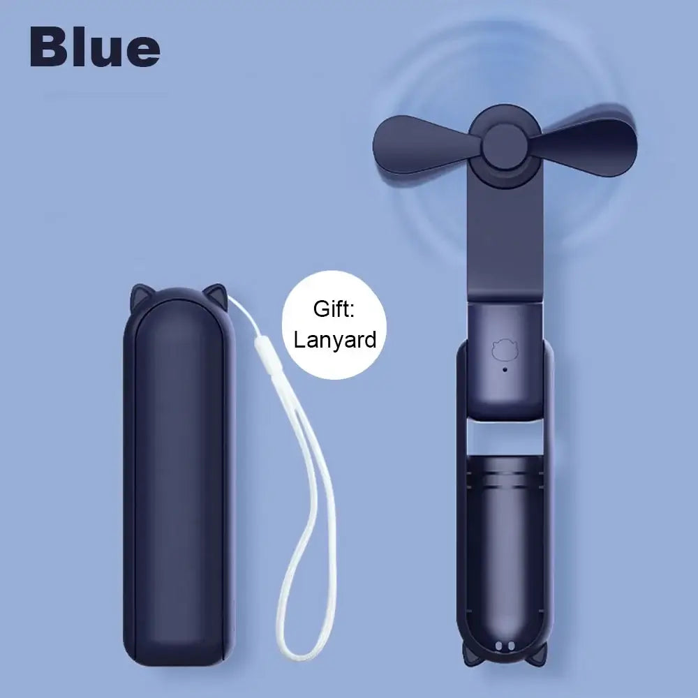 Portable Mini Handheld Fan Small Pocket Fan USB Rechargeable Battery Fan Folding Cooling Hand Fan Mini USB Fan with Power Bank - Fullshopping