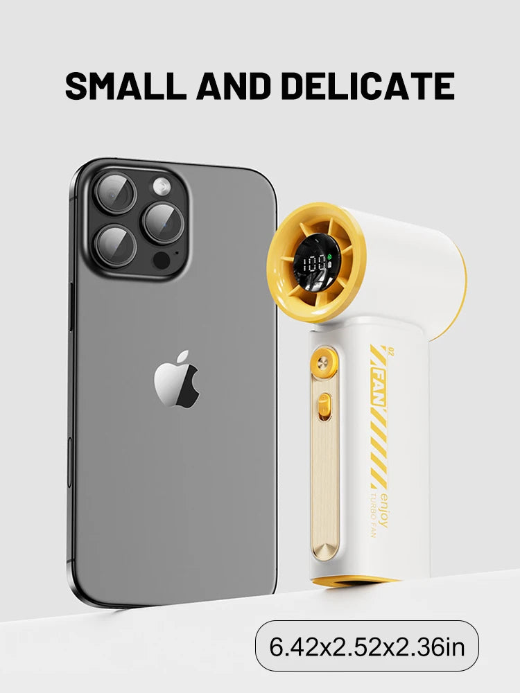 New Portable Turbo Small Air Cannon Handheld Fan 100 Wind Speeds Adjustable Mini Electric Fan USB Charging Fan Outdoor Mini Fan - Fullshopping