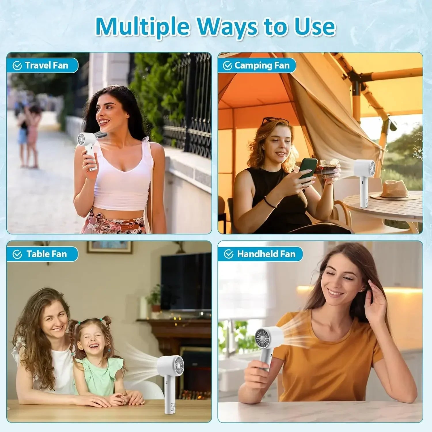 Portable USB Rechargeable Turbo Fan Mini Handheld Display Readout Fan for Outdoor Use Perfect Gift for Kids Car & Girlfriend - Fullshopping