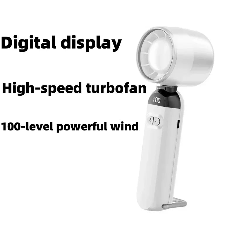 Portable Handheld Fan 5 Speed Adjustable Cooling Mini Turbo Fan with Digital Display Suitable For Outdoor Travel And Desktop Use - Fullshopping