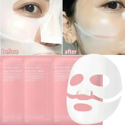 20/10/5PCs Bio Collagen Face Mask Shrink Pores Deep Hydrating Overnight Mask Moisturizing Refreshing Brightening Face Skin Care - Fullshopping