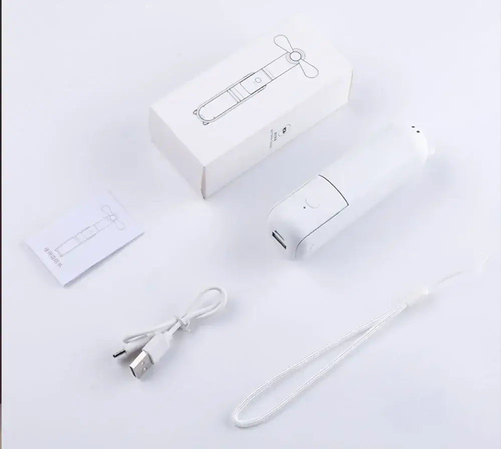 Portable Mini Handheld Fan Small Pocket Fan USB Rechargeable Battery Fan Folding Cooling Hand Fan Mini USB Fan with Power Bank - Fullshopping