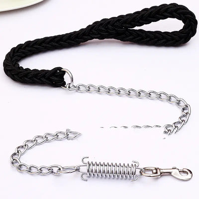 Handwoven Spring Dog Leash with Collar for Large Dogs