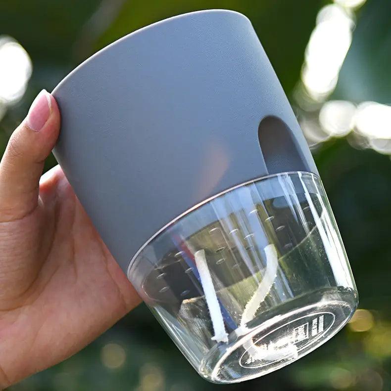 Transparent Double-Layer Self-Watering Flower Pot - fullshopping
