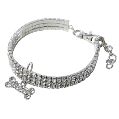 Bling Rhinestone Dog Collar with Leash for Small Dogs