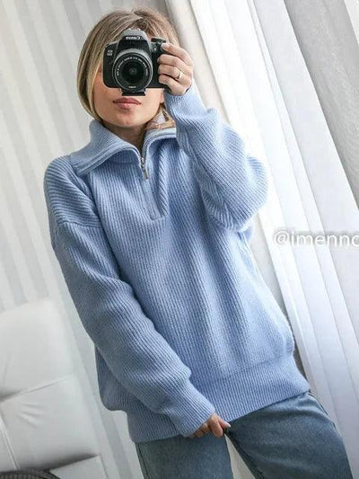 Turtleneck Zipper Sweater - fullshopping