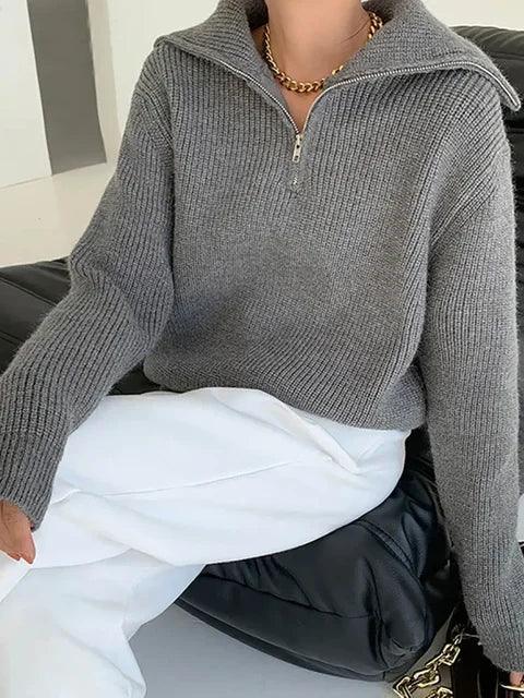 Turtleneck Zipper Sweater - fullshopping