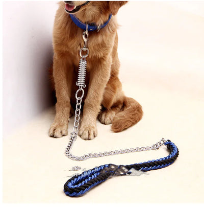 Handwoven Spring Dog Leash with Collar for Large Dogs