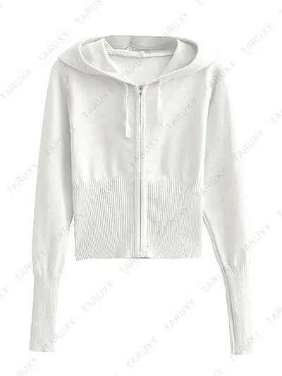 Knitted Hoodie Cropped Top And Pants Set - fullshopping