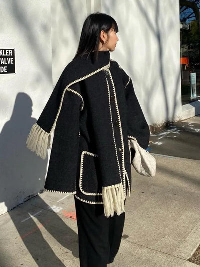 Splice Overcoat With Scarf - fullshopping