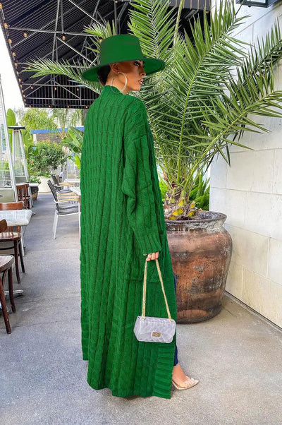 Drop Shoulder Maxi Sweater Cardigan - fullshopping
