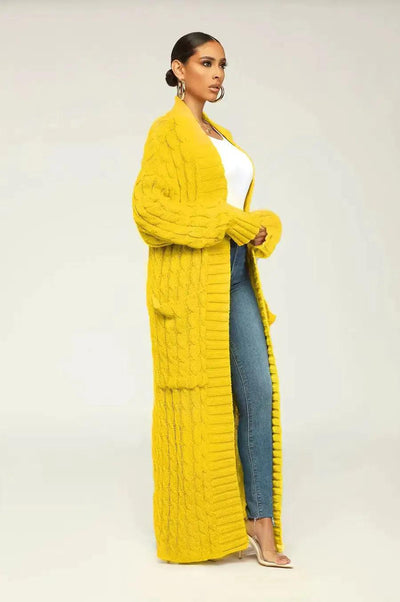 Drop Shoulder Maxi Sweater Cardigan - fullshopping
