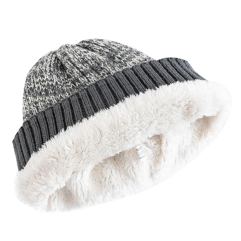 Two-Tone Winter Knitted Beanie - fullshopping