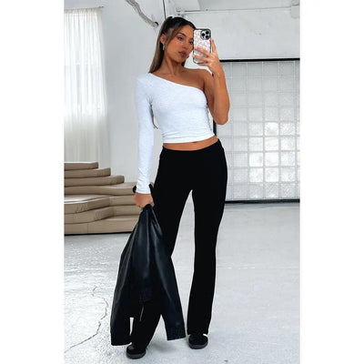 Solid Flare Pants - fullshopping