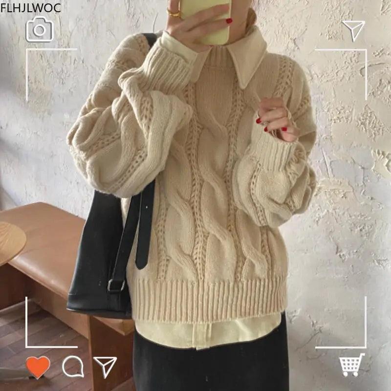 Women Fashion Knitted Pullovers Sweaters - fullshopping
