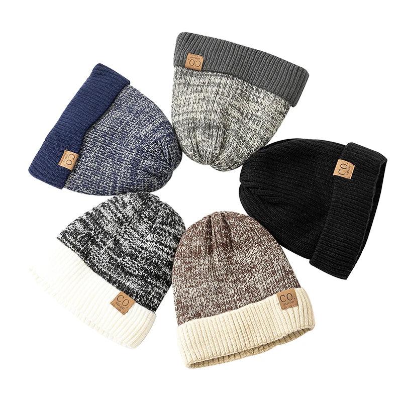 Two-Tone Winter Knitted Beanie - fullshopping