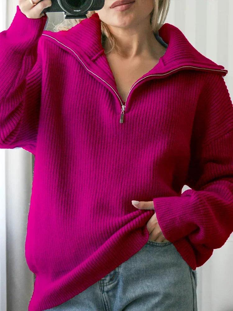 Turtleneck Zipper Sweater - fullshopping